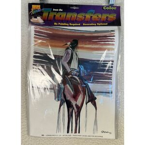 Jones Tones Color Iron-on Transfers Looking Back Native‎ American on Horse 12x18